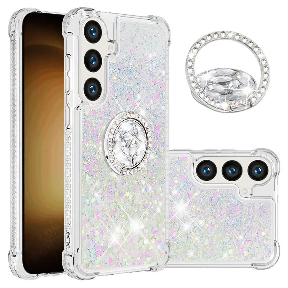 () Phone Case For Samsung Galaxy S24 Fe With Ring Kickstand Ring Kickstand Shockproof Protection Sparkling Sand Flow 764563357857