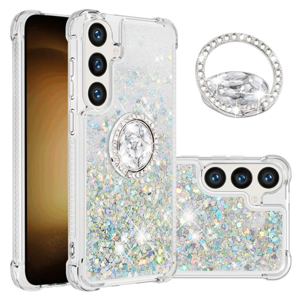 () Phone Case For Samsung Galaxy S24 Fe With Ring Kickstand Ring Kickstand Shockproof Protection Sparkling Sand Flow 764563357864