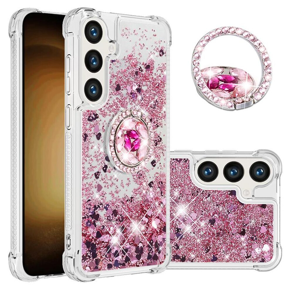 ( Violet) Phone Case For Samsung Galaxy S24 Fe With Ring Kickstand Ring Kickstand Shockproof Protection Sparkling Sand Flow Light 764563357826