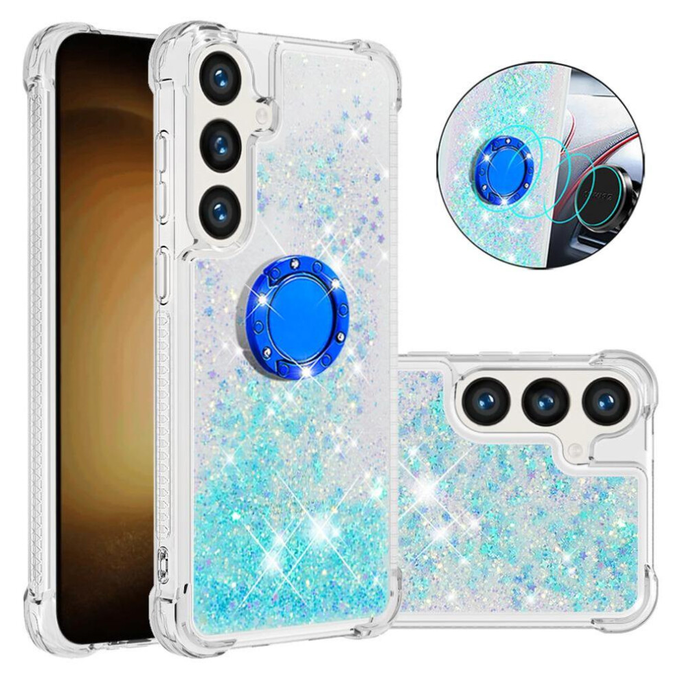() Phone Case For Samsung Galaxy S24 Fe With Ring Kickstand Ring Kickstand Shockproof Protection Sparkling Sand Flow 764563357901