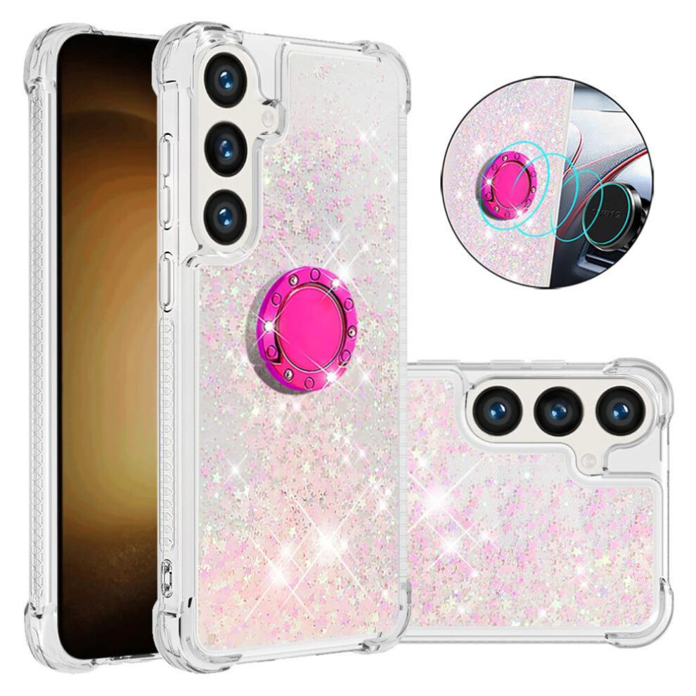 () Phone Case For Samsung Galaxy S24 Fe With Ring Kickstand Ring Kickstand Shockproof Protection Sparkling Sand Flow 764563357918