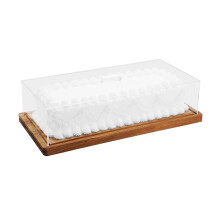 Wood Cake Stand & Acrylic Lid, Charcuterie Table Display Set, Wooden Dessert Board with Cover, Rectangle Flip Tray