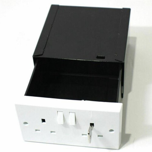 New Imitation Double UK Plug Socket Wall Security Secret Hidden Stash Box Covert Diversion Safe Hidde Safe 1