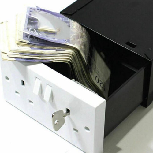 New Imitation Double UK Plug Socket Wall Security Secret Hidden Stash Box Covert Diversion Safe Hidde Safe 2