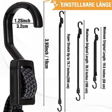 ÉLastique avec Crochets, Extenseurs 4 PièCes avec Crochets, Sangle éLastique RéGlable de 100 cm pour Porte-VéLos, Motos