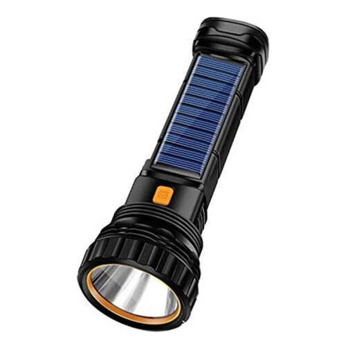 Solar/Rechargeable Multi Function LED Flashlight,Waterproof,with Emergency Strobe Light,USB Charging Cable,Fast Charging