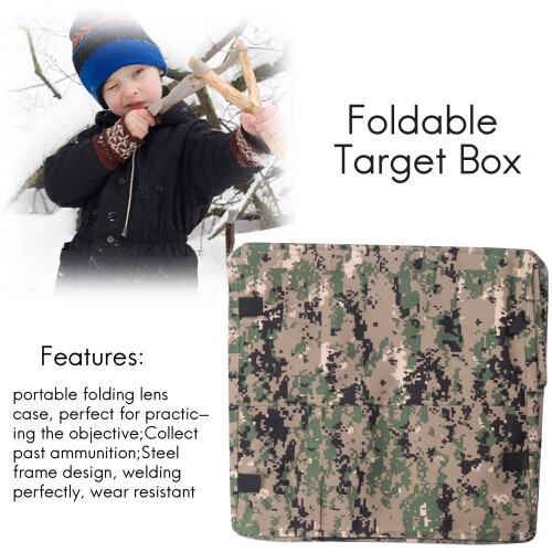Foldable Target Box Aim Practice Tool Sling Shot Ammo Recycle Archery Target Case with Silicone Target Buffer Cloth 2