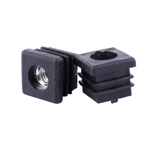Square Tubing Pipe End Caps Insert Plugs M8 Thread 20X20mm 40Pcs Black 1