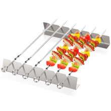 Homealexa Stainless Steel BBQ Skewers Set, 6 Pack 40.5 cm / 16 Inch Metal Kebab Skewers with 2 30 cm Skewer Holders, Heavy Duty