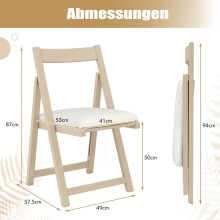 2-teiliges Klappstuhlset aus Holz mit Kissen, ohne Armlehnen, Natur