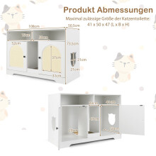 Verborgen kattenbakkast met opbergruimte voor 2 katten, wit