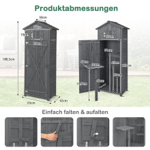 Abschließbarer Geräteschuppen aus Holz für den Außenbereich, mit Klapptisch, 180,5 cm