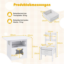 Kindertischset mit Katzenhaus, 2 Stühlen und Aufbewahrungsboxen