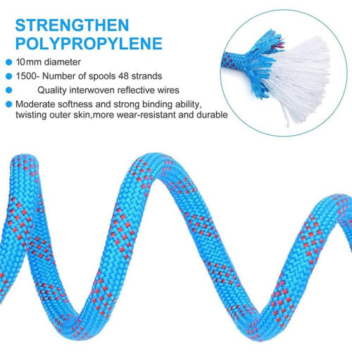 Sledge Rope with Carabiner, Thick Sledge Rope Diameter 10 mm, 4 m Sledge Lead with Handle,for Sledges, Sledge Pull Rope 1
