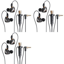 3X HiFi Wired Headphones with Microphone Noise-Cancelling Dynamic Earphones in Ear Earbuds Bass Headset(Black)