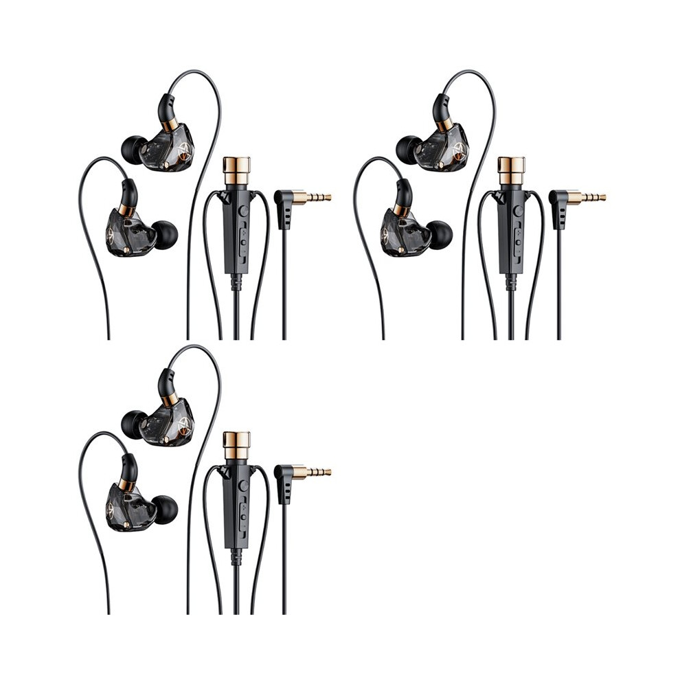 3X Hifi Wired Headphones With Microphone Noise-Cancelling Dynamic Earphones In Ear Earbuds Bass Headset(Black) Black 4711168964276