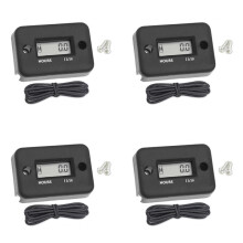 4X Wasserdichtes LCD-Display, Digitaler Betriebsstundenzähler, Induktiver Timer für Fahrrad, Motorrad, ATV, Schneemobil, Motor, Schwarz