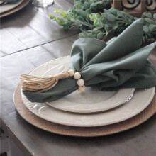 Set of 18 Beaded Wood Napkin Rings with Table Setting Wedding Party Décor Accessories Napkin Holder Natural Style