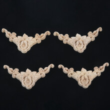 20Pcs 8 x 8cm Wood Carved Corner Onlay Applique Door Cabinet Rose Unpainted European Style