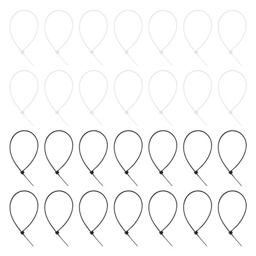 3mm x 150mm Auto Wire Push Cable Zip Tie Organizer White Black 100 Pcs