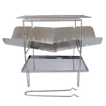 Portable Charcoal Grill Stainless Steel BBQ, Foldable Easy Clean Design with Ash Tray for Outdoor Cooking