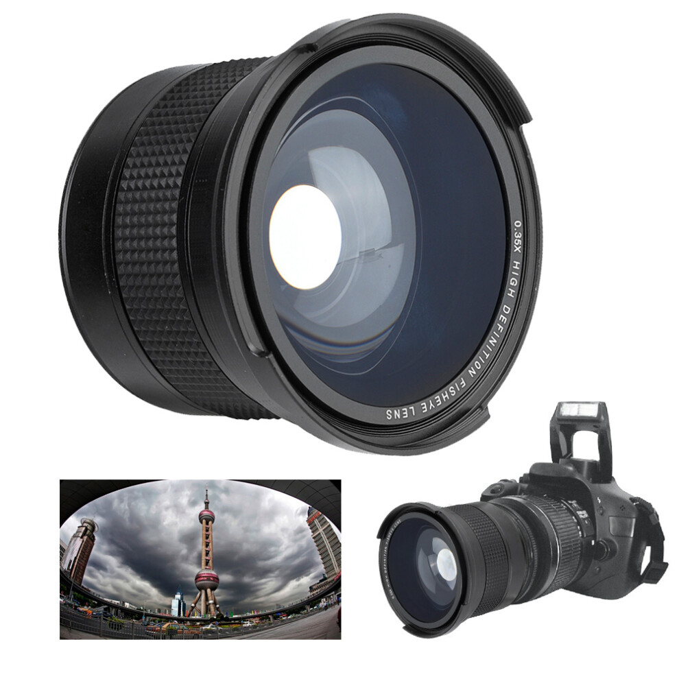 58Mm 0.35X Fisheye Wide Angle Lens For Dslr Camera Super Wide View Black 9441393771541