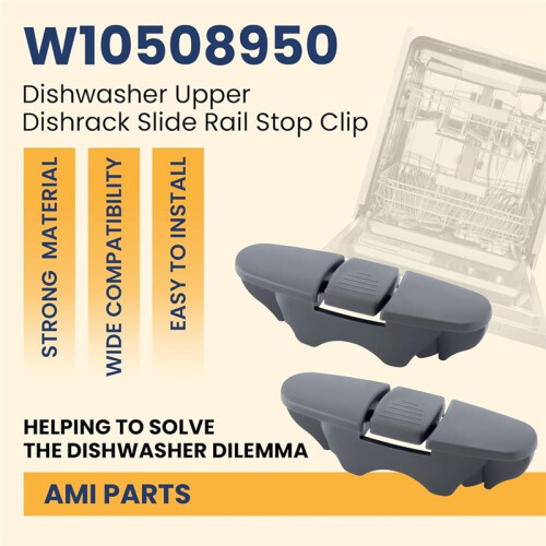 2-Piece Dishwasher Upper Rack Slide Stop Clips, Compatible with   Dishwashers, Replacement for AP6022472 1
