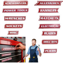 12 Pack of Magnetic Toolbox Labels, 3D Printed Toolbox Drawer Tags Magnetic Tool Box Labels, Easy to Read Printing