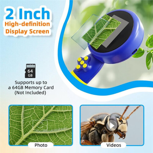 Kids Microscope with Bug Catcher Kit,1080P Digital  Handheld Microscope STEM Science Toy with LED Light 2