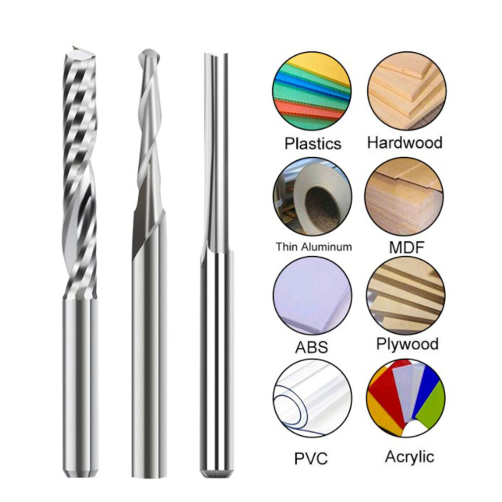 End Mill Engraving Bits Set 15Pcs Cnc Router Bits For Woodworking Acrylic Cutting 3.175/2Mm Shank Carbide Milling Cutter 4714218457193