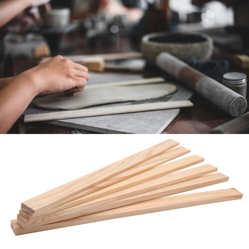 6PCS/SET Mud-Rolling Stick Guide Mudboard Guide Wooden Strips DIY Ceramic Mudboard Forming Tool Teaching Pottery Tool 2