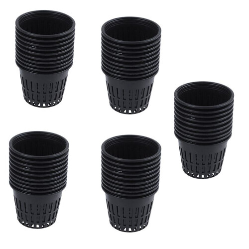 50 PçS 3 Polegadas Pote de Malha para ServiçO Pesado, Cesta de Rede, Cesta de Plantio Hidropônico Aeropônico Crescer Clone Preto