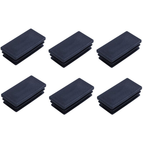 Plastic Rectangle Blanking End Tube Caps Inserts 25X50mm 180Pcs Black