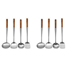 2X Set di Utensili da Cucina per Utensili da Cucina con Mestolo di Riso Cucchiaio da Cucina con Spatola da Cucina Nel Acciaio Inossidabile con Manico
