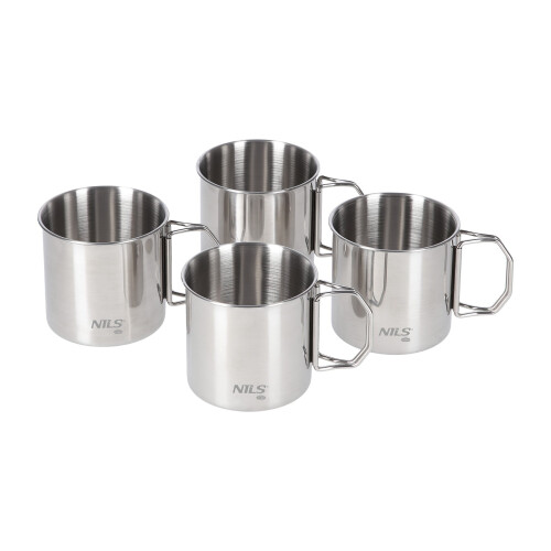4-Tassen-Set aus Edelstahl