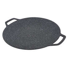 Nonstick BBQ Grill Plate 30cm Round Maifan Stone Pan with Heat Insulation Easy Clean for Indoor Outdoor Cooking