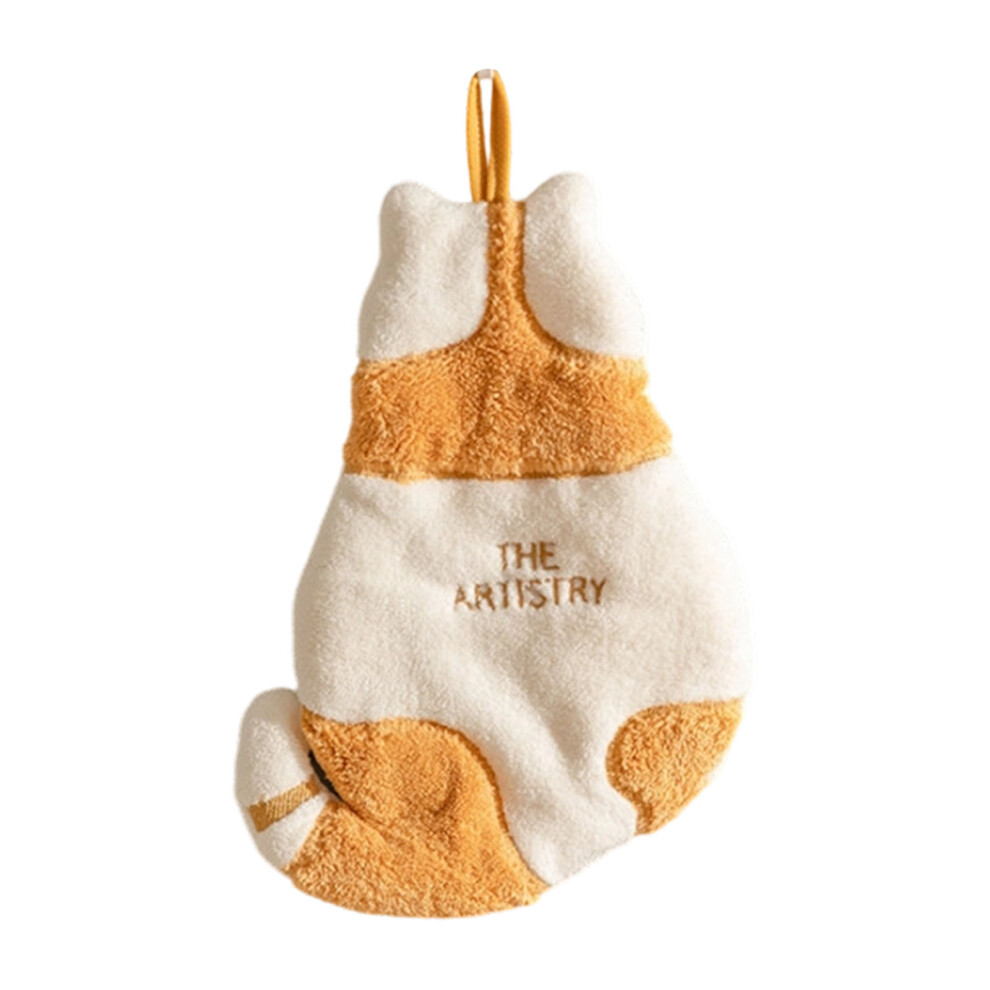 Soft Corals Fleece Absorbent Hand Towel with Cats Theme-Yellow