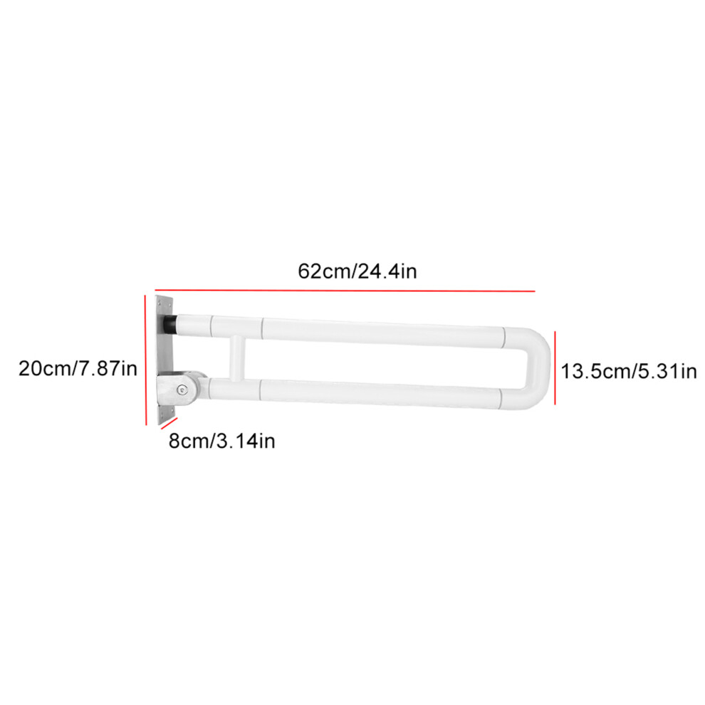 White Toilet Grab Bar With Support Rail