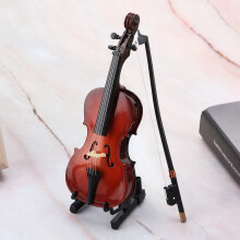 5.5inch Wooden Miniature Cello Replica with Case Instrument Model Musical Gift