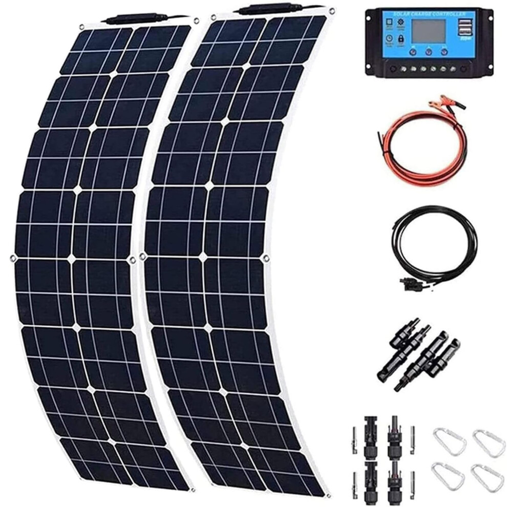 200W Flexible Monocrystalline Solar Panel Kit For Rv Camping With 40A Smart Charge Controller, White 9073542234364