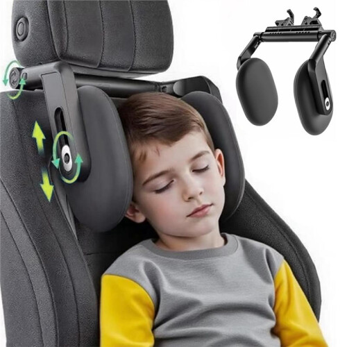 Car Headrest Pillow, 3-Way Adjustable Car Headrest,Thickened Memory Foam Road Pal Headrest, Neck Support Pillow 1