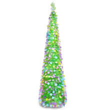 Artificial Tree 5 Ft Foldable Easter Decor Faux Tree with Colorful Glitter Circles for Home Room Party Holiday Spring