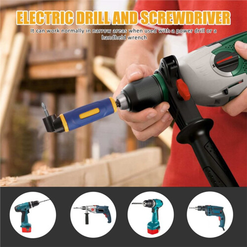 90 Degree Right Angle Drill Adapter Electric Screwdriver Corner Drill Adapter Corner Drilling for Woodworking 2