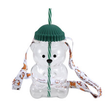 Gobelet Ours en Verre avec Paille, Tasse à Thé au Lait Transparente avec Bretelles, Cadeau D'Anniversaire pour Hommes et Femmes, Verre Réutilisable