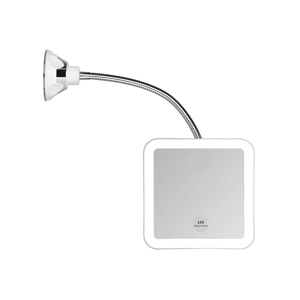 Tlily Light Square Flexible Gooseneck Led Ed 10X Magnifying Makeup Mirror, Power Locking Suction Cup, Bright Diffused