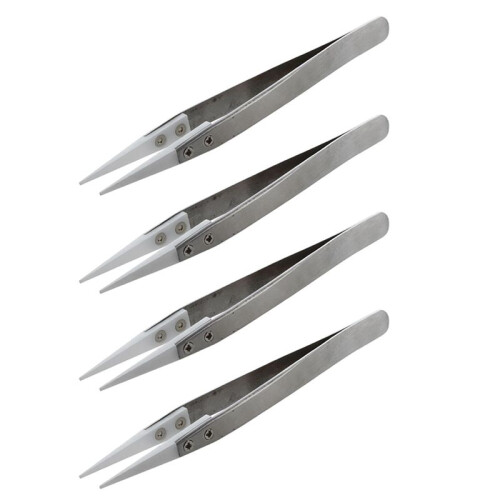 4X Ceramic Tweezers - Heat Resistant - Pointed Tip 1