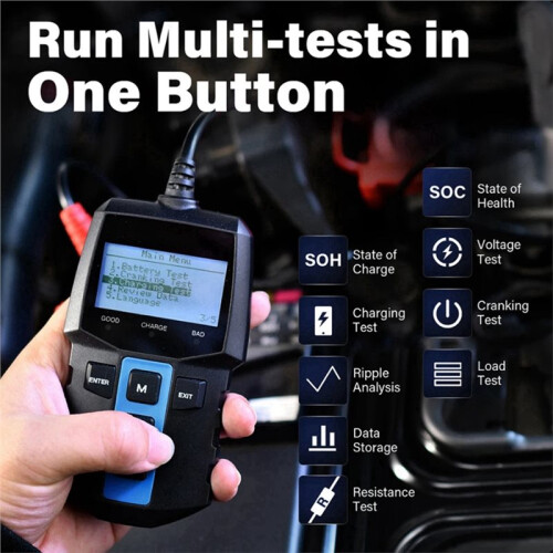 Car Battery Tester 12V Load Tester 100-2000 CCA Car Alternator Tester Battery Analyzer Charging Cranking System Tester 1