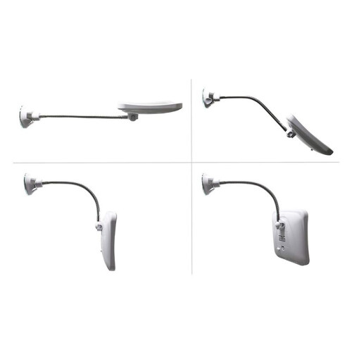 Square Flexible Gooseneck LED Lighted 10X Magnifying Makeup Mirror, Power Locking Suction Cup, Bright Diffused Light 1