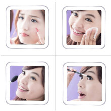 Square Flexible Gooseneck LED Lighted 10X Magnifying Makeup Mirror, Power Locking Suction Cup, Bright Diffused Light