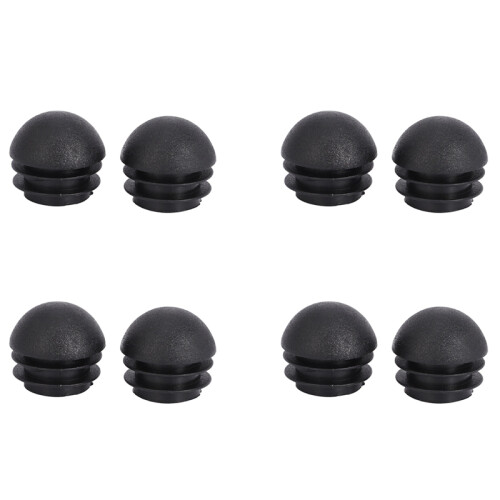 8 Pcs 25mm Dia Plastic Round Tube Inserts End Blanking Caps Black